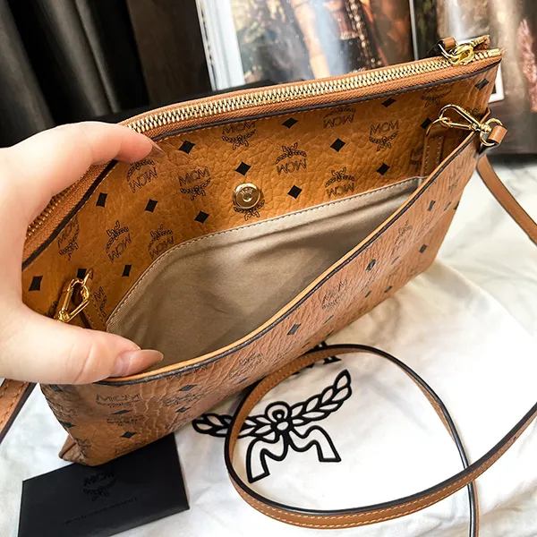 Túi Cầm Tay Unisex MCM Sling Bag Brown With Visetos Canvas And Gold Hardware Màu Nâu - Túi xách - Vua Hàng Hiệu