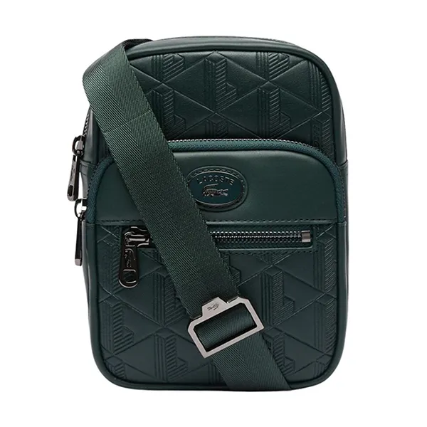 Túi Đeo Chéo Nam Lacoste Men's Crossbody Monogram Print Green NH4399MR Màu Xanh Lá