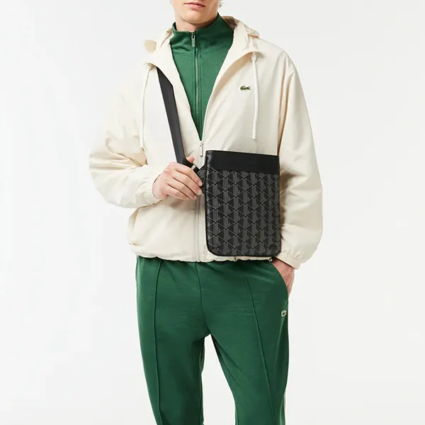 Túi Đeo Chéo Nam Lacoste The Blend Crossbody Bag NH4260LX H45 Màu Đen Họa Tiết