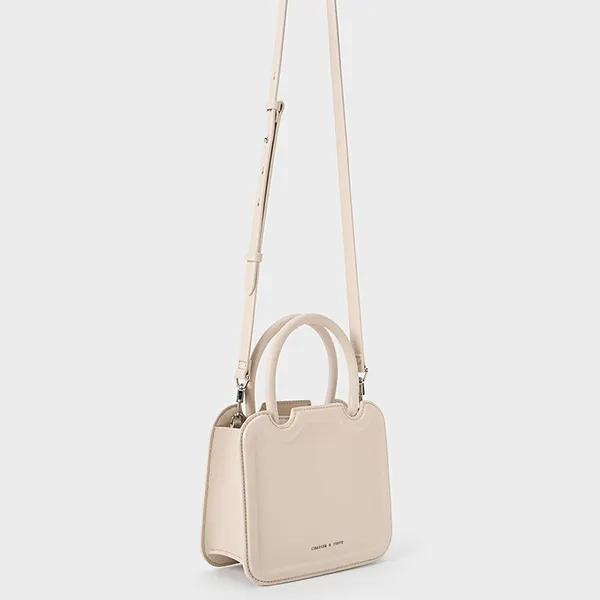 Túi Đeo Chéo Nữ Charles & Keith CNK Perline Sculptural Top Handle Bag Oat CK2-30782303 Màu Be - Túi xách - Vua Hàng Hiệu