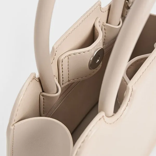 Túi Đeo Chéo Nữ Charles & Keith CNK Perline Sculptural Top Handle Bag Oat CK2-30782303 Màu Be - Túi xách - Vua Hàng Hiệu