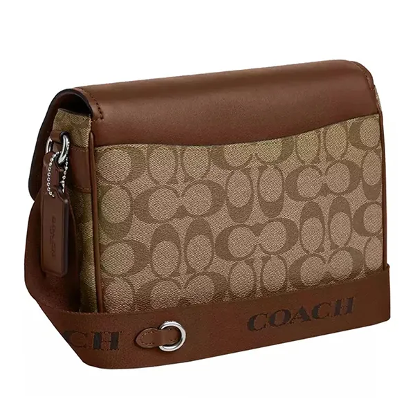 Túi Đeo Chéo Nữ Coach Pace Messenger Bag In Signature Canvas CR131 Màu Nâu Be