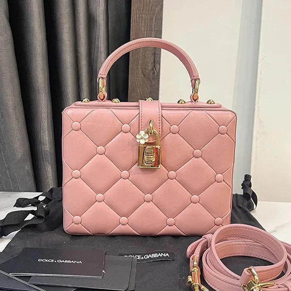 Túi Đeo Chéo Nữ Dolce & Gabbana D&G Quilted Nappa Leather Bag Dolce Box Pink Màu Hồng