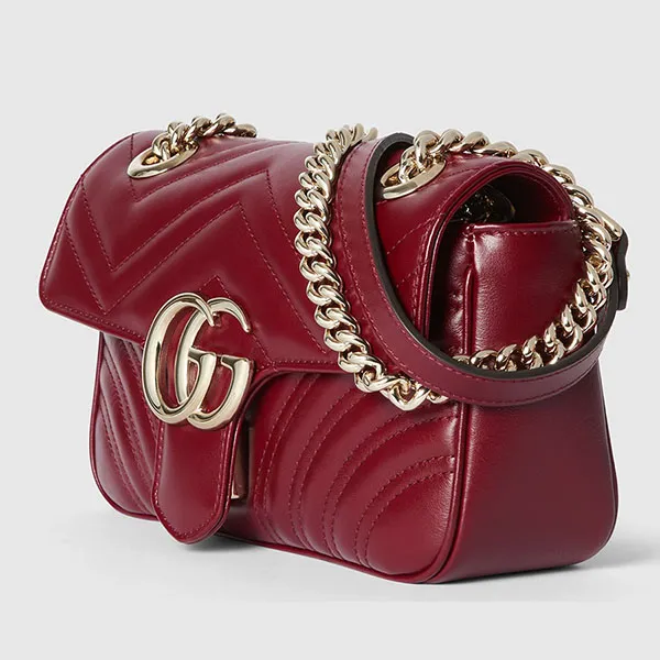 Túi Đeo Chéo Nữ Gucci GG Marmont Mini Shoulder Bag ‎446744 AADPJ 6207 Màu Đỏ Đô N-QL