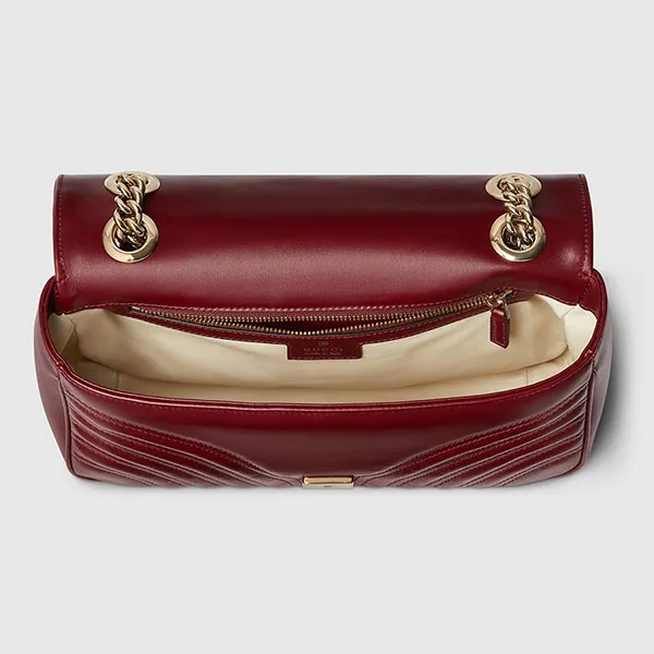 Túi Đeo Chéo Nữ Gucci GG Marmont Small Shoulder Bag ‎443497 AADPJ 6207 Màu Đỏ Đô - Túi xách - Vua Hàng Hiệu