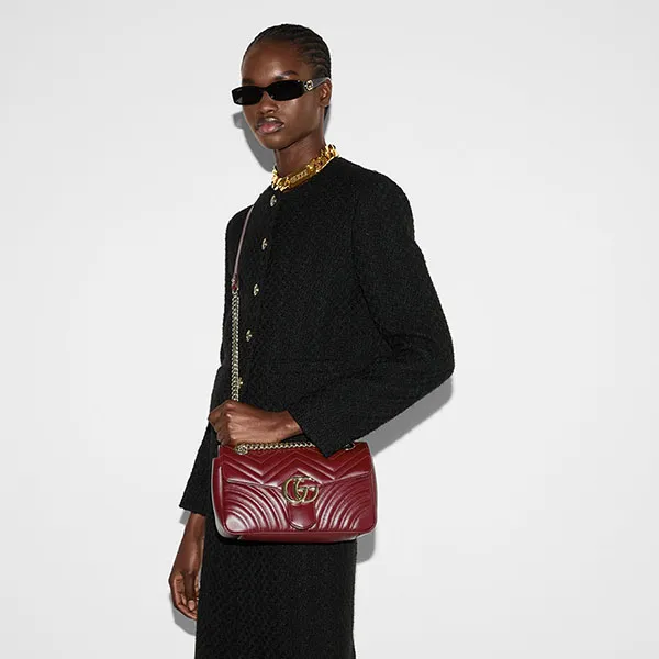 Túi Đeo Chéo Nữ Gucci GG Marmont Small Shoulder Bag ‎443497 AADPJ 6207 Màu Đỏ Đô - Túi xách - Vua Hàng Hiệu