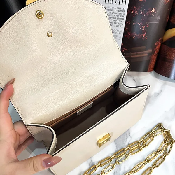 Túi Đeo Chéo Nữ Gucci Leather Bamboo Foxhead Leather Handbag Màu Trắng Đỏ - Túi xách - Vua Hàng Hiệu