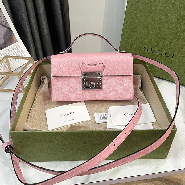 Túi Đeo Chéo Nữ Gucci Padlock Mini Bag Pink Màu Hồng