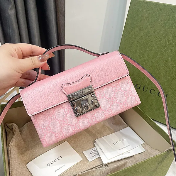 Túi Đeo Chéo Nữ Gucci Padlock Mini Bag Pink Màu Hồng