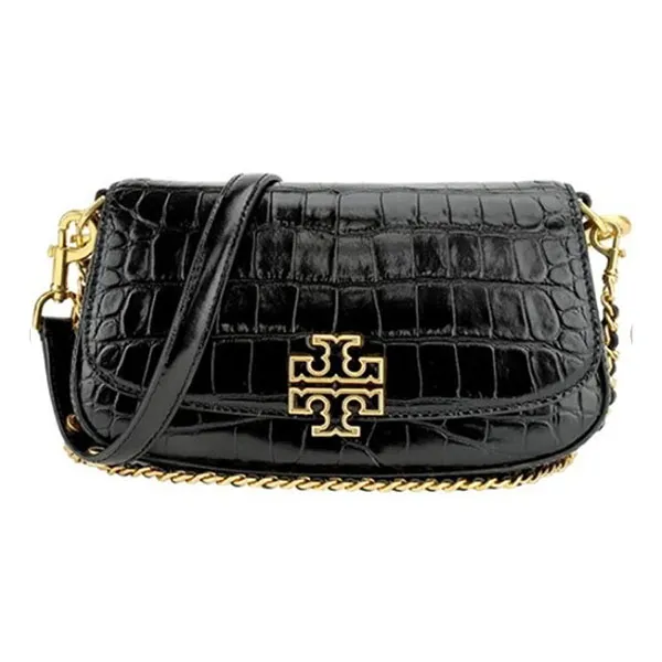 Túi Đeo Chéo Nữ Tory Burch Britten Embossed Convertible Crossbody Bag Màu Đen