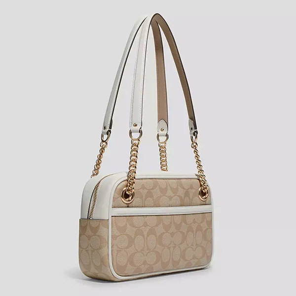 Túi Đeo Vai Nữ Coach Cammie Chain Shoulder Bag In Signature Canvas C8149 Màu Nâu Khaki