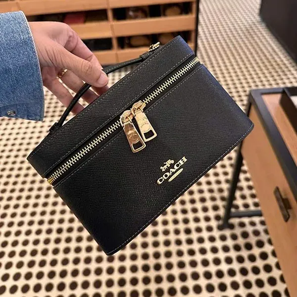 Túi Đựng Đồ Mỹ Phẩm Nữ Coach Cosmetic Case CW727 Black Màu Đen - Túi xách - Vua Hàng Hiệu