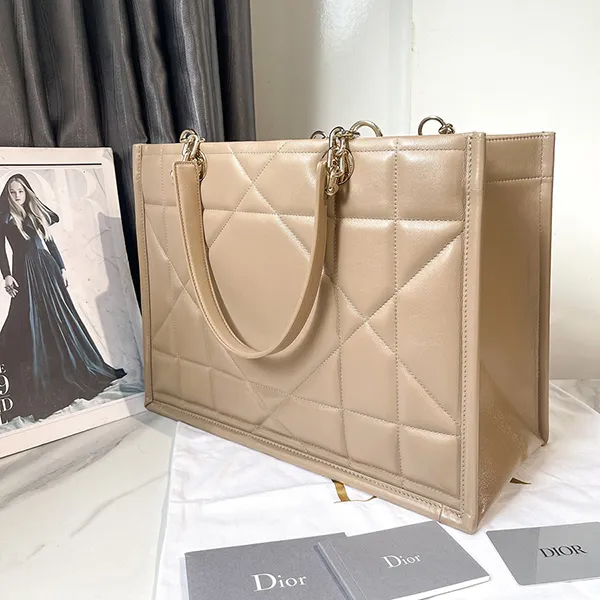 Túi Tote Nữ Christian Dior Archicannage Medium Essential Màu Be - Túi xách - Vua Hàng Hiệu