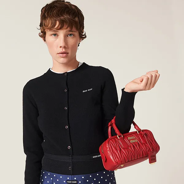 Túi Xách Nữ Miu Miu Arcadie Matelassé Nappa Leather Crossbody Bag Màu Đỏ - Túi xách - Vua Hàng Hiệu