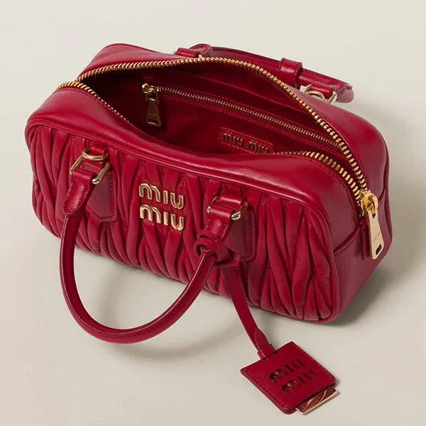 Túi Xách Nữ Miu Miu Arcadie Matelassé Nappa Leather Crossbody Bag Màu Đỏ - Túi xách - Vua Hàng Hiệu