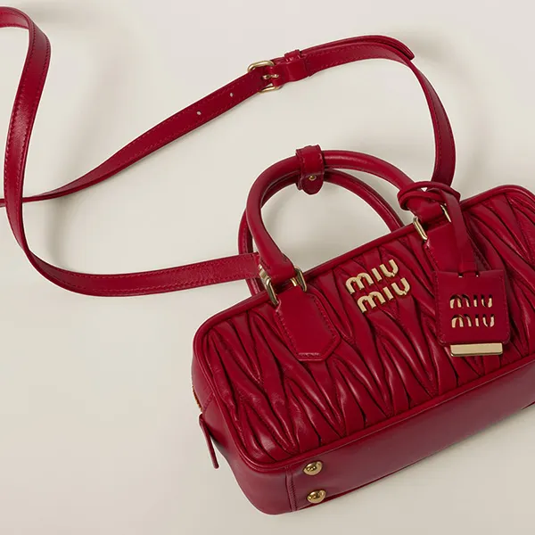 Túi Xách Nữ Miu Miu Arcadie Matelassé Nappa Leather Crossbody Bag Màu Đỏ - Túi xách - Vua Hàng Hiệu