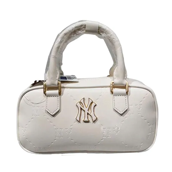 Túi Xách Nữ MLB NY Classic Monogram Jacquard Boston Bag 7ACRMD55 Màu Trắng