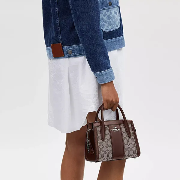 Túi Xách Tay Nữ Coach Andrea Carryall Bag In Signature Jacquard Handbag CT766 Màu Nâu Đậm
