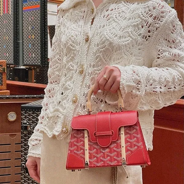 Túi Xách Tay Nữ Goyard Red Goyardine Mini Structure Bag Màu Đỏ - Túi xách - Vua Hàng Hiệu