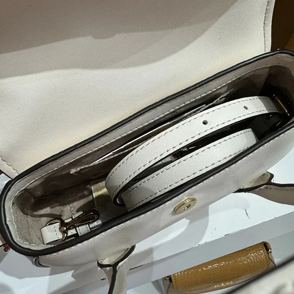 Túi Xách Tay Nữ Michael Kors MK Katya Small Leather Satchel Crossbody Handbag Cream Bag 35F4G3OC5L Màu Trắng