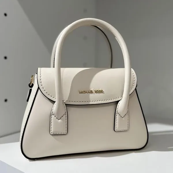 Túi Xách Tay Nữ Michael Kors MK Katya Small Leather Satchel Crossbody Handbag Cream Bag 35F4G3OC5L Màu Trắng