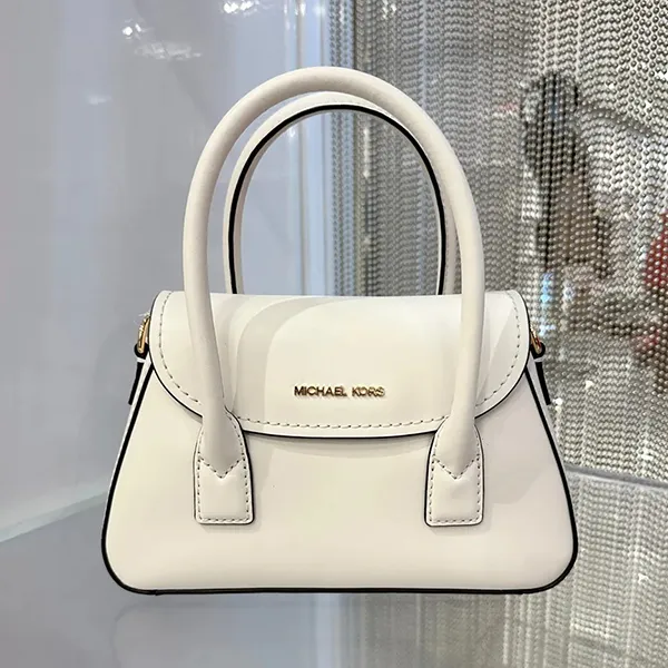 Túi Xách Tay Nữ Michael Kors MK Katya Small Leather Satchel Crossbody Handbag Cream Bag 35F4G3OC5L Màu Trắng