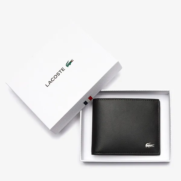 Ví Nam Lacoste Men's Embossed Leather Fitzgerald Billfold L NH1115-000 Màu Đen