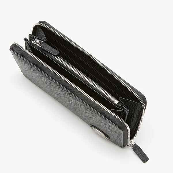 Ví Nữ Lacoste Metal Plate Long Zip Wallet NF3937-BLK Màu Đen