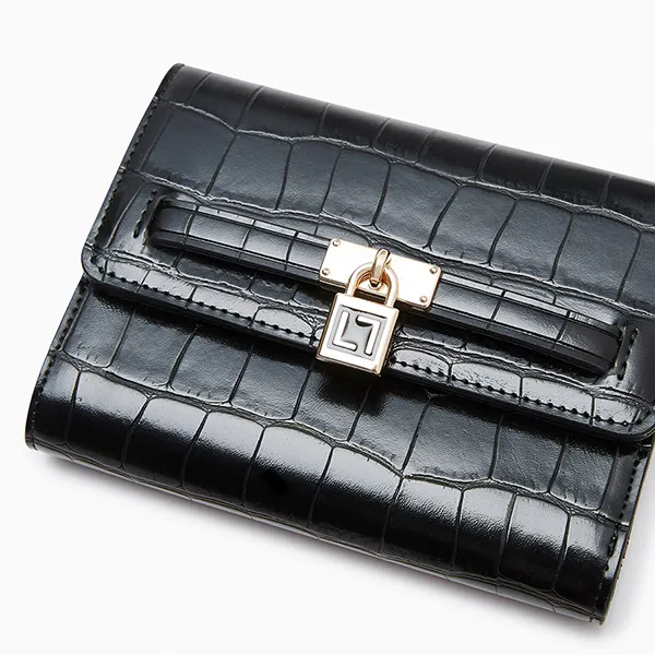 Ví Nữ Lyn Venus Croco Wallet LL24FWF057 Màu Đen