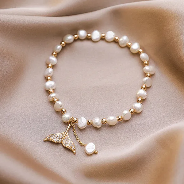 Vòng Đeo Tay Nữ Kya Jewel Dancing Pearl Tail PB13 Màu Trắng/Vàng - Trang sức - Vua Hàng Hiệu