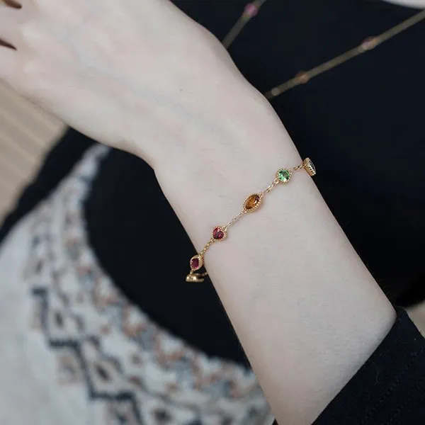 Vòng Đeo Tay Nữ Lili Jewelry LILI_634445 Bạc Mạ Vàng Đính Đá CZ Phối Màu