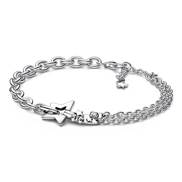 Vòng Đeo Tay Nữ Pandora Shooting Star Double Chain Bracelet 592409C01 QP Màu Bạc Size 20 - Trang sức - Vua Hàng Hiệu