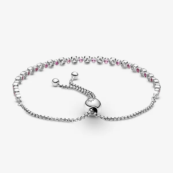 Vòng Đeo Tay Nữ Pandora Pink And Clear Sparkle Slider Bracelet 599377C02 Màu Bạc/Hồng