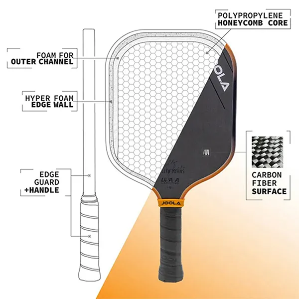 Vợt Pickleball Joola Collin Johns Scorpeus 3S 14mm Paddle Màu Đen/Cam