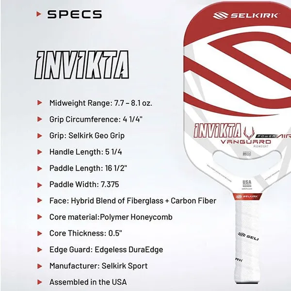 Vợt Pickleball Selkirk Vanguard Power Air Invikta Selkirk Red 13mm Màu Trắng Đỏ