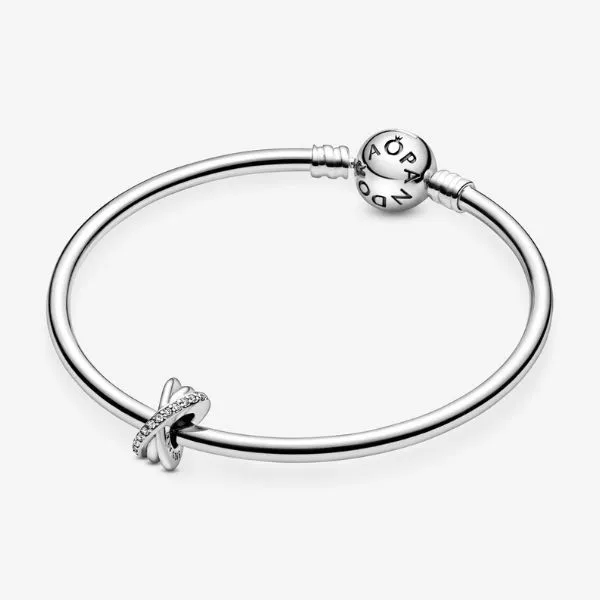 Hạt Vòng Charm Pandora Sparkling & Polished Lines Spacer Charm 791994CZ Màu Bạc
