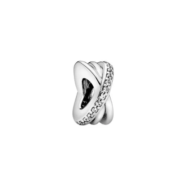 Hạt Vòng Charm Pandora Sparkling & Polished Lines Spacer Charm 791994CZ Màu Bạc