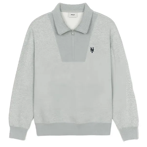 Áo Nỉ Sweater MLB Basic Small Logo Fleece Half Zip Sweatshirt New York Mets 3AMTB0546-09MGS Màu Ghi - Thời trang - Vua Hàng Hiệu