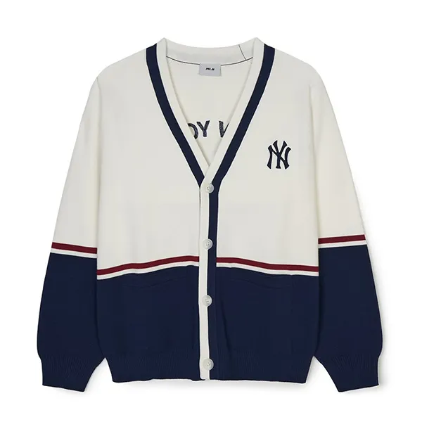 Áo Cardigan MLB Varsity New York Yankees Cardigan 3AKCV0144-50CRS Màu Trắng Kem Size S
