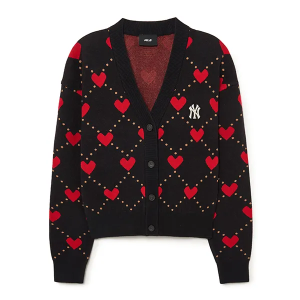 Áo Cardigan Nữ MLB Heart Cropped Cardigan New York Yankees 3FKCH0234-50BKS Màu Đen