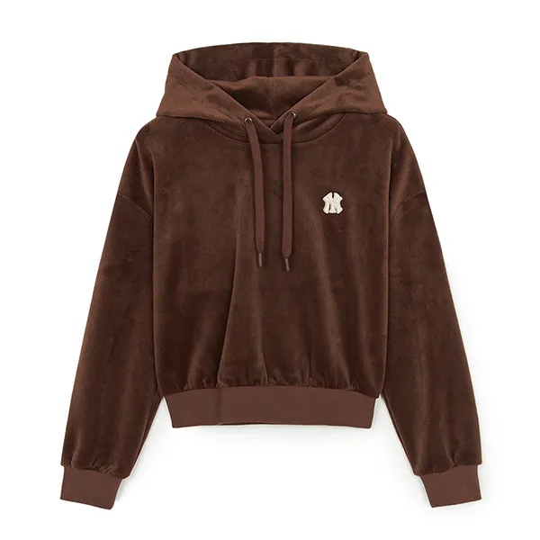 Áo Hoodie Nữ MLB Ribbed Velvet Crop Hoodie New York Yankees 3FHDB0846-50BRD Màu Nâu
