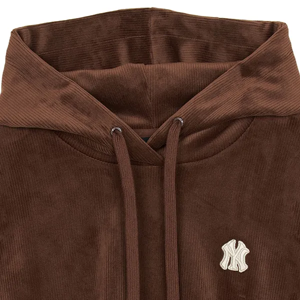Áo Hoodie Nữ MLB Ribbed Velvet Crop Hoodie New York Yankees 3FHDB0846-50BRD Màu Nâu