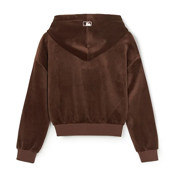 Áo Hoodie Nữ MLB Ribbed Velvet Crop Hoodie New York Yankees 3FHDB0846-50BRD Màu Nâu