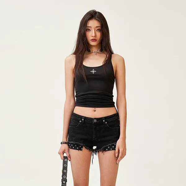 Áo Ba Lỗ Nữ SMFK With Logo Embroidered -Tank Top UTK04B1 Màu Đen Size M