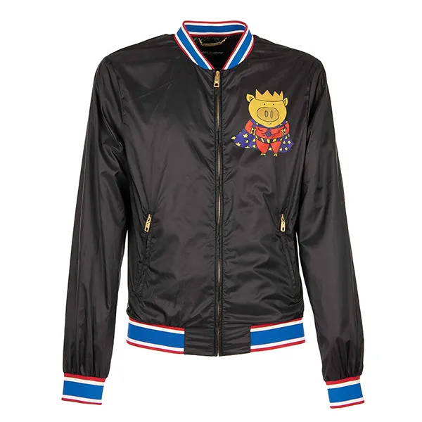 Áo Bomber Nam Dolce & Gabbana D&G Crown Super Pig Printed Black G9NC7T HHMCS HNW56 Màu Đen Size 46