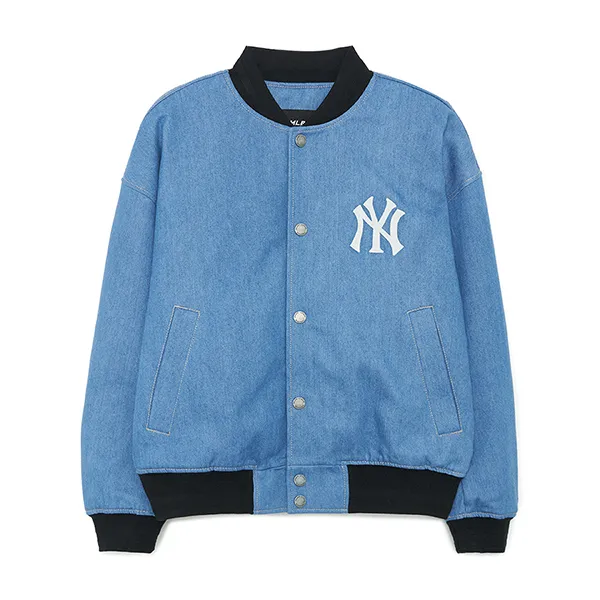 Áo Bomber MLB Cursive Logo Denim Jacket New York Yankees 3ADKR0134-50INS Màu Xanh Da Trời - Thời trang - Vua Hàng Hiệu