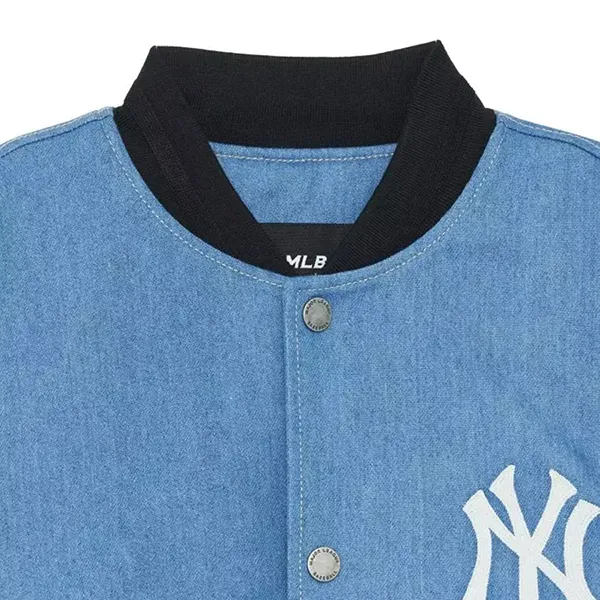 Áo Bomber MLB Cursive Logo Denim Jacket New York Yankees 3ADKR0134-50INS Màu Xanh Da Trời - Thời trang - Vua Hàng Hiệu