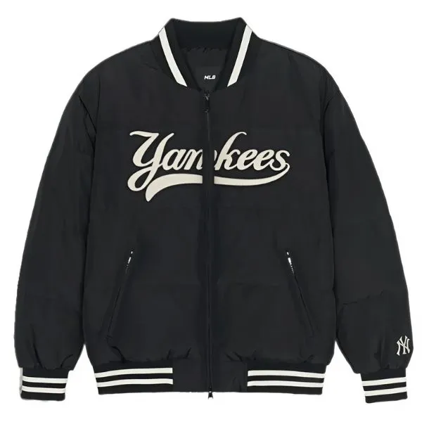 Áo Bomber MLB Varsity Front Panel Cursive Short Padding New York Yankees 3ADJV0346-50BKS Màu Đen