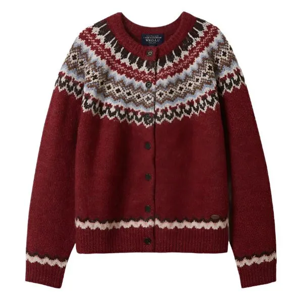 Áo Cardigan Nữ WHOAU Fair Isle WHCKE4V22F Màu Đỏ
