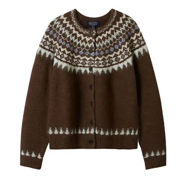 Áo Cardigan Nữ WHOAU Fair Isle WHCKE4V22F Màu Nâu